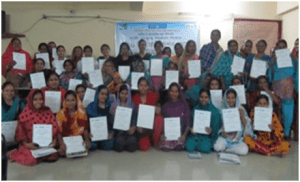 Participated women heaving with their achieved certificates